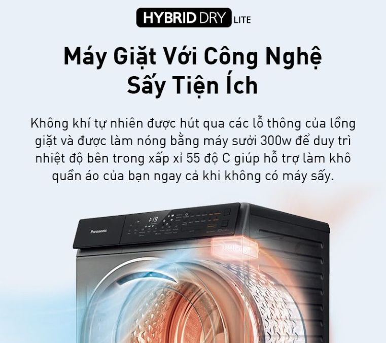 Máy giặt sấy Panasonic NA-V90FC1LVT 9kg Inverter 6 Nhờ nhiệt độ luôn được duy trì ở mức xấp xỉ 55 độ C mà mọi loại vi khuẩn đều được loại bỏ đến 99%