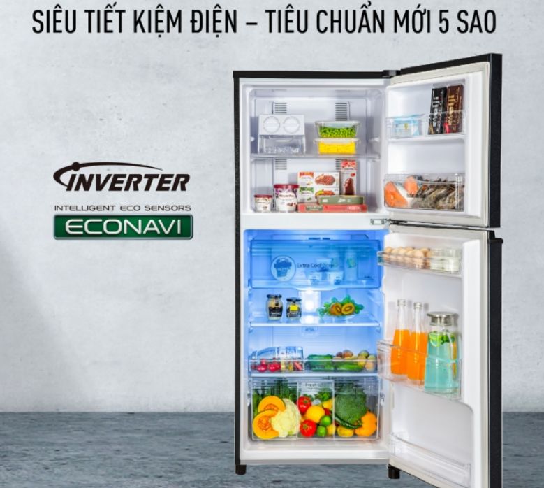 Tủ lạnh Panasonic NR-TV341BPKV 306 lít inverter 9 Bốn loại cảm biến ECONAVI kết hợp cùng máy nén inverter duy trì nhiệt độ ổn định, tiết kiệm điện