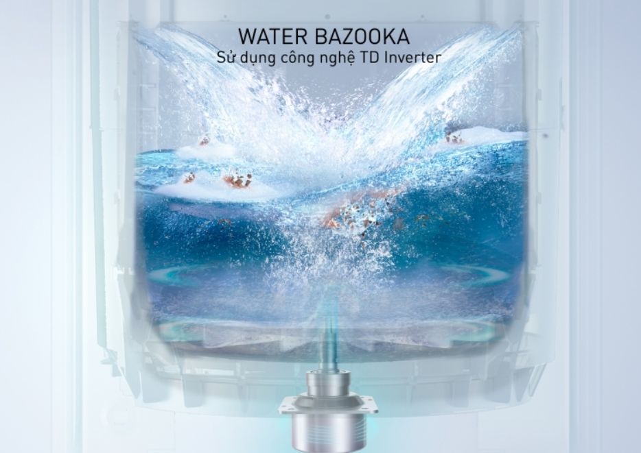 Máy giặt cửa trên Panasonic NA-FD135X3BV Inverter 13.5 kg 8 Công nghệ giặt Water Bazooka TD Inverter có khả năng hoạt động mạnh mẽ