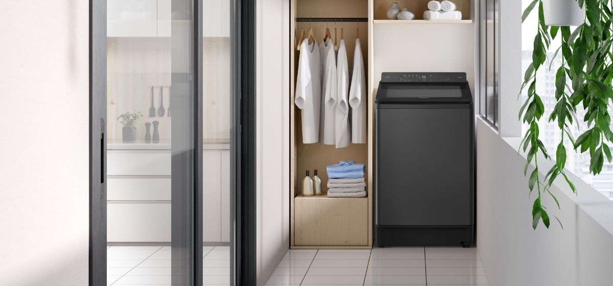 Máy giặt lồng đứng Panasonic NA-FD180W3BV 18 kg Inverter 3 Panasonic NA-FD180W3BV có thiết kế thanh lịch hiện đại, cùng tone màu đen sang trọng