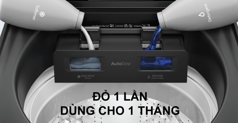 Máy giặt lồng đứng Panasonic NA-FD180W3BV 18 kg Inverter 6 Chỉ cần đổ vào khoang chứa dung dịch là có thể sử dụng cho 1 tháng