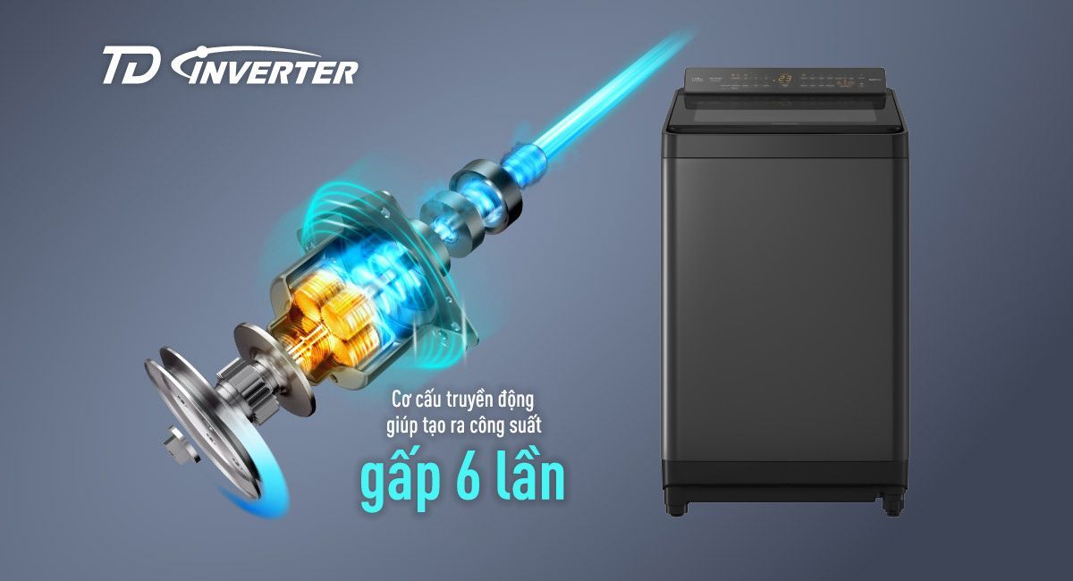 Máy giặt lồng đứng Panasonic NA-FD180W3BV 18 kg Inverter 9 Công nghệ TD Inverter tiết kiệm điện tối ưu