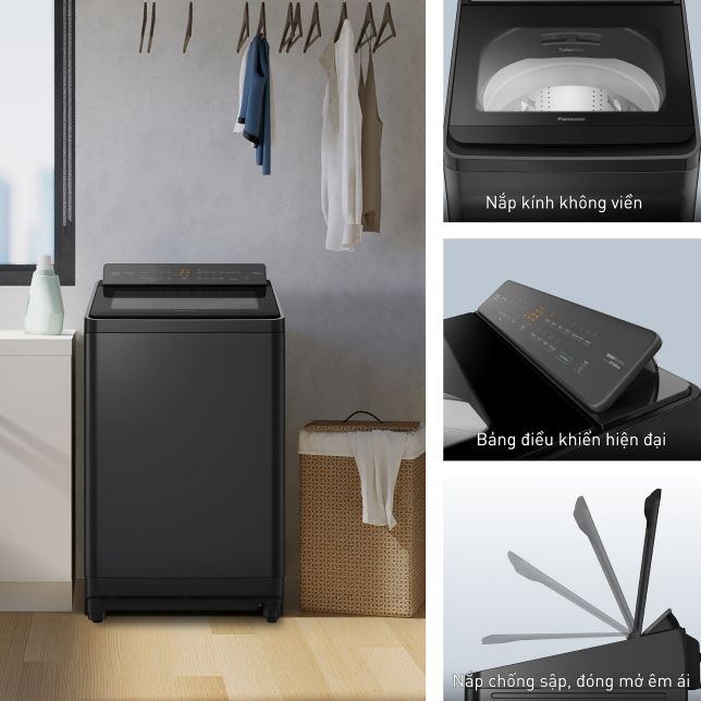 Máy giặt Panasonic NA-FD290CEBV inverter lồng đứng 4 Máy giặt được hãng thiết kế tinh tế, thanh lịch mà vẫn vô cùng hiện đại