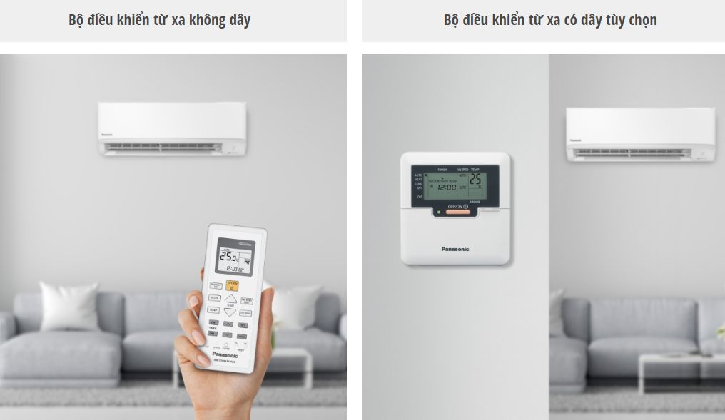 Dàn lạnh treo tường Multi Panasonic CS-MRZ25WKH-8 có thể sử dụng 2 loại thiết bị để điều khiển