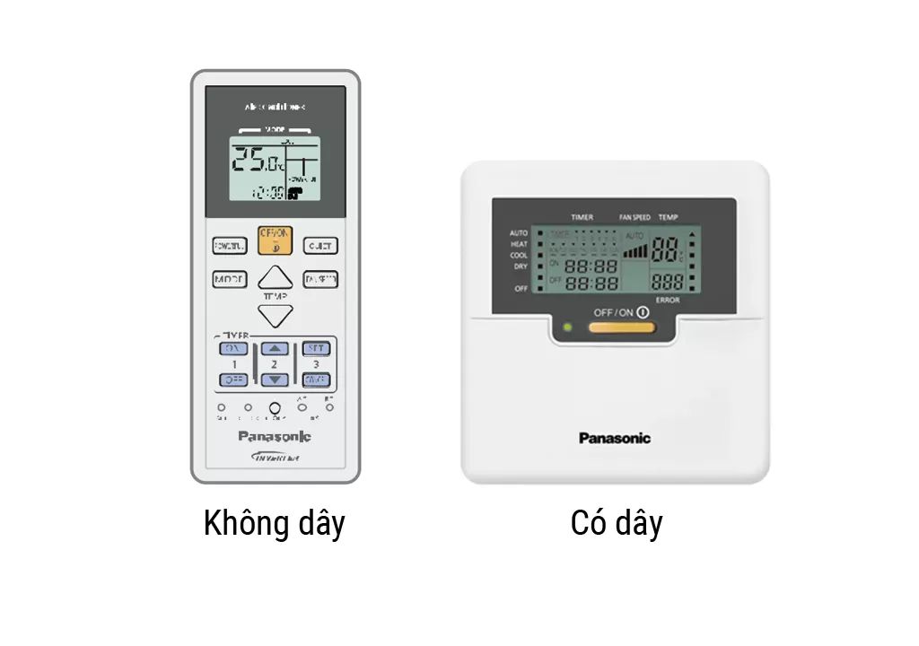 Dàn lạnh cassette Multi Panasonic CS-MZ35WB4H8A 2 chiều 12000BTU inverter 8 iều hòa sử dụng 2 loại điều khiển bao gồm: điều khiển từ xa và điều khiển có dây