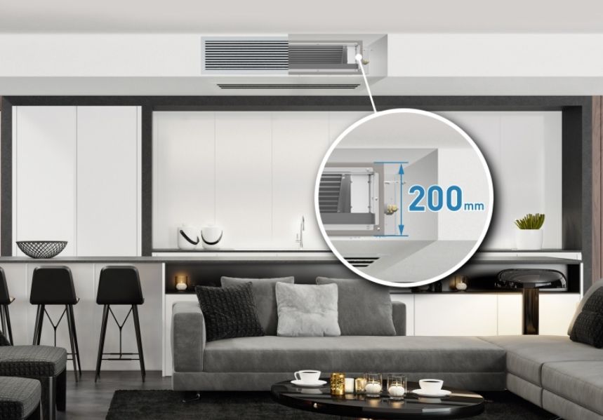 Dễ dàng lắp đặt dù cho diện tích trần đó hẹp với chiều cao chỉ 200mm