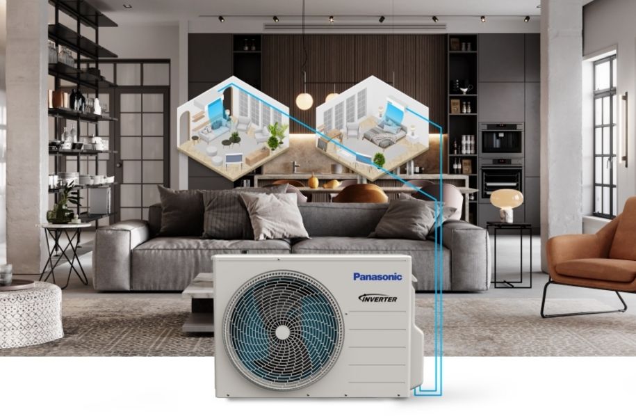 Dàn nóng Multi Panasonic CU-2S18SKH 17100BTU inverter 1 chiều 3 Panasonic CU-2S18SKH có thể kết nối đến 2 dàn lạnh khác nhau