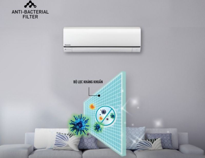 Dàn nóng Multi Panasonic CU-4S34SBH 34100BTU inverter 1 chiều 6 Khi sử dụng dàn lạnh treo tường bạn còn có thể sở hữu bộ lọc kháng khuẩn, ngăn ngừa tối đa vi rút