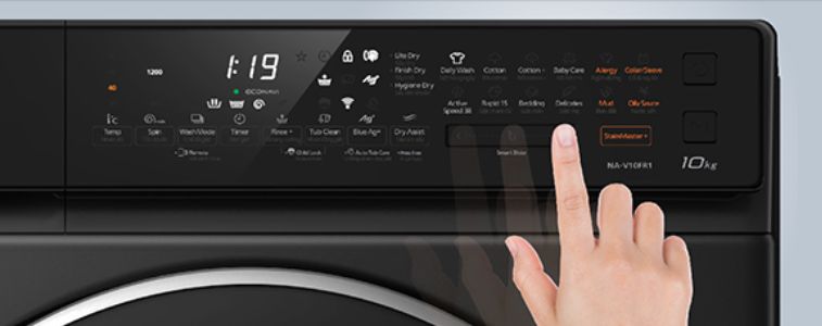 Máy giặt sấy Panasonic NA-V10FR1BVT inverter 10kg màu đen 4 Màn hình hiển thị là dạng LED dễ dàng theo dõi và sử dụng