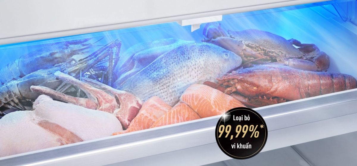 Công nghệ Blue Ag kết hợp với đèn LED xanh cường độ cao mang đến hiệu quả loại bỏ tới 99.9% vi khuẩn