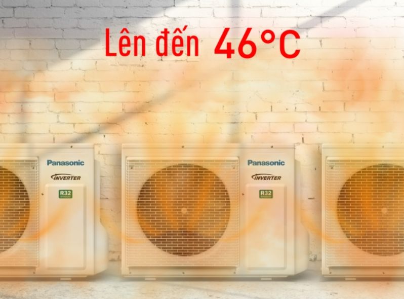 Dàn nóng có thể hoạt động với nhiệt độ ngoài trời lên đến 46 độ C