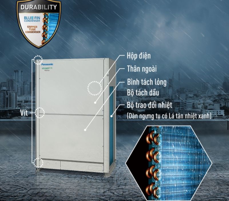 Dàn nóng được phủ lớp chống ăn mòn, giúp hạn chế gỉ sét, mang đến độ bền cao