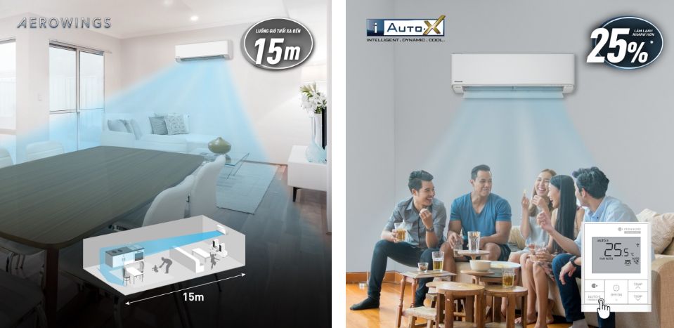 AEROWINGS có thể thổi luồng gió lạnh xa đến 15 mét nhờ cánh đảo gió điều khiển độc lập