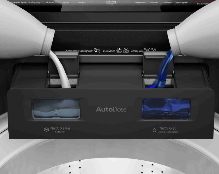 Tính năng AutoDose tự động phân bổ nước giặt mỗi lần thực hiện chu trình