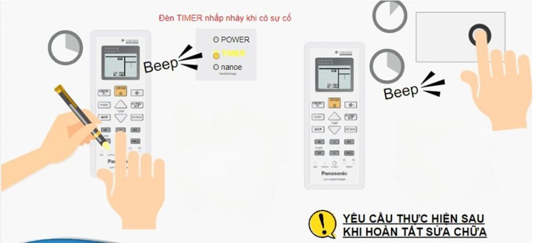 Cách kiểm tra mã lỗi điều hòa Panasonic trên remote cầm tay