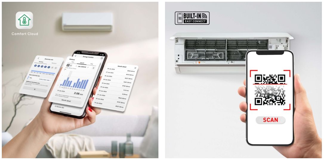 Điều hòa Panasonic U18BKH-8 18000BTU Inverter 1 chiều 12 Trang bị mã QR để bạn kết nối wifi dễ dàng mang đến sự tiện lợi cho người dùng