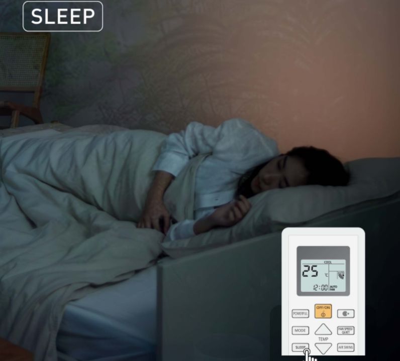 Chế độ SLEEP sẽ tự động điều chỉnh nhiệt độ khi chúng ta ngủ, tạo điều kiện và môi trường để các thành viên có giấc ngủ sâu và ngon hơn