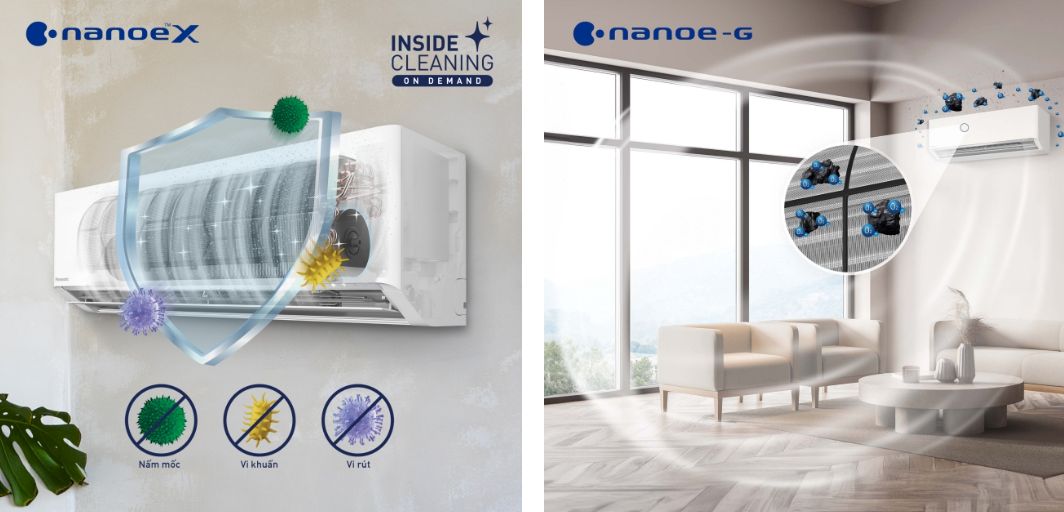 Điều hòa Panasonic XZ12BKH-8 12000BTU Inverter 2 chiều 10 Công nghệ nanoe X kết hợp nanoe G mang đến không gian sống trong lành và sạch sẽ