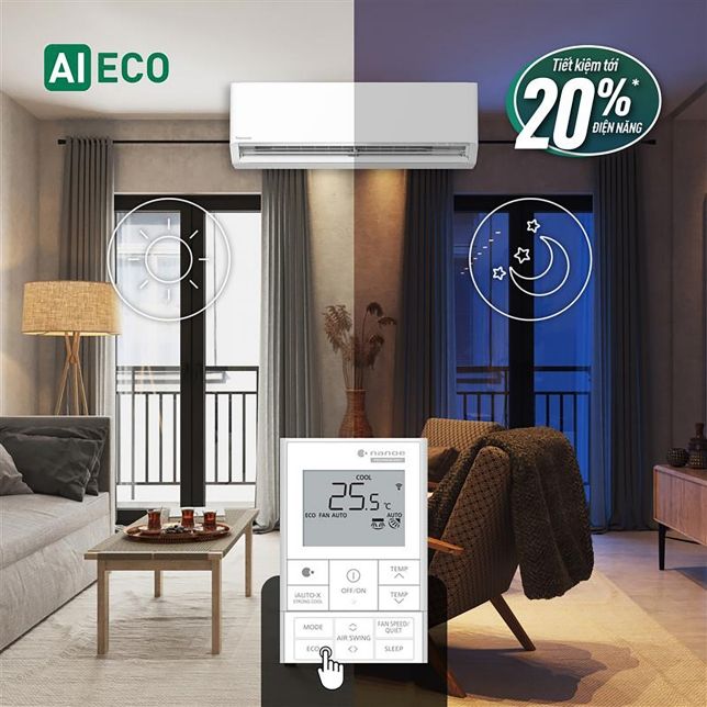Điều hòa Panasonic XZ9BKH-8 9000BTU Inverter 2 chiều 14 Chế độ ECO tích hợp AI trí tuệ nhân tạo luôn tiếp nhận và đánh giá để tối ưu lượng điện năng tiêu thụ