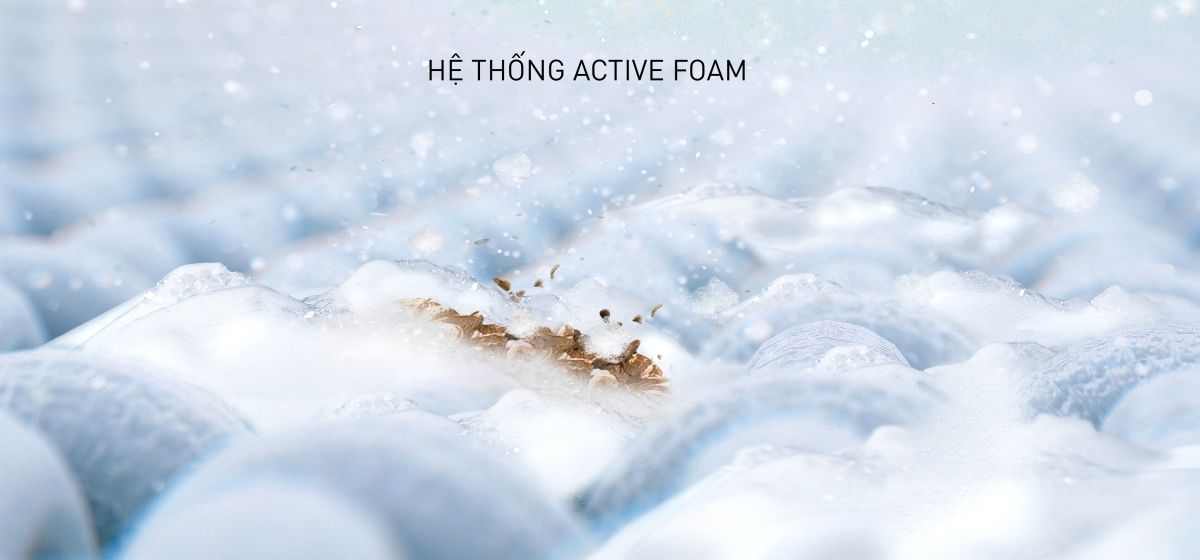 Active Foam là hệ thống sẽ tạo ra lớp bọt mịn và đậm đặc thấm sâu vào từng sợi vải