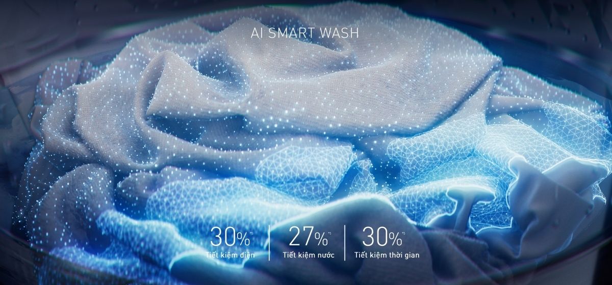 Công nghệ AI Smart Wash sẽ tối ưu hóa chu trình giặt và tiết kiệm điện