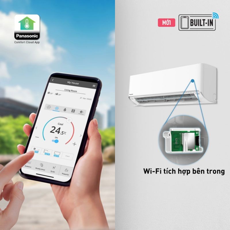 Panasonic Comfort Cloud sẽ được tích hợp trên một số model cho phép bạn điều khiển từ xa trên điện thoại 